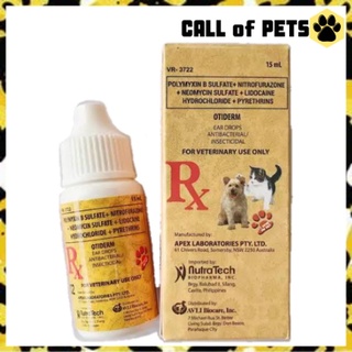 Otiderm Antibacterial & Insecticidal Ear Drops for Dogs and Cats 15mL