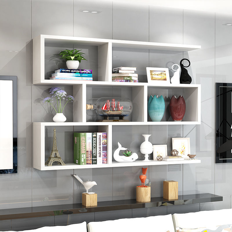 Creative lattice living room hanging hanging bookshelf