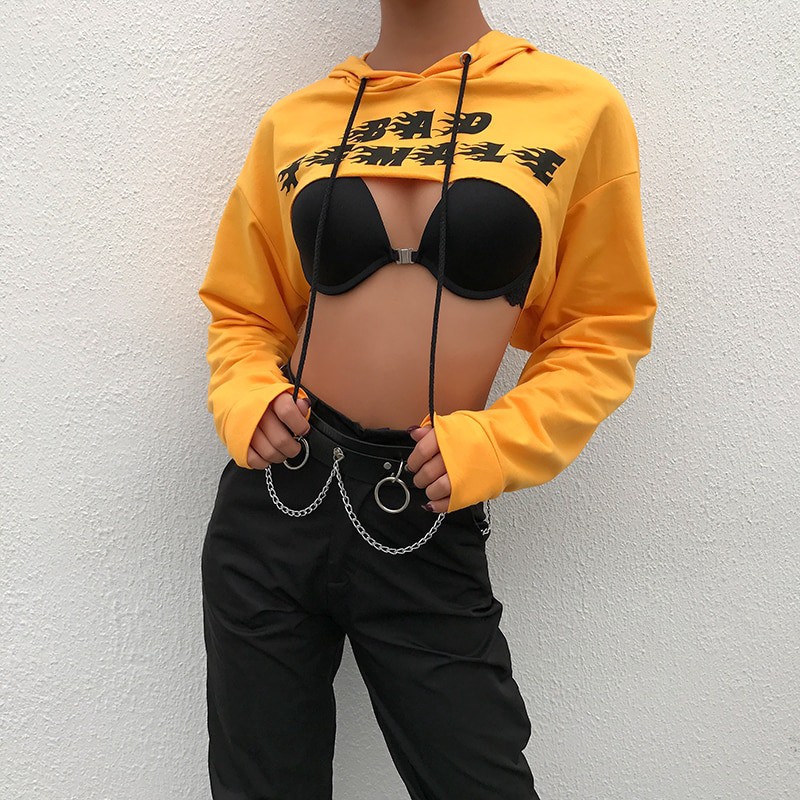 loose crop top hoodie