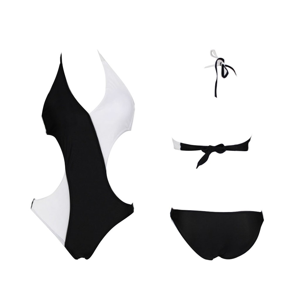 Backless OnePiece Swimwear Black And White Side CutOut Shopee Philippines