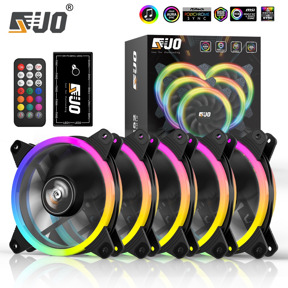 JUO 5V3PIN AURA SYNC ARGB PC Fan PC Cooling Fan Case Fan RGB Laptop