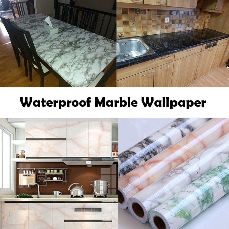 Marble Waterproof Self Adhesive Wallpaper For Kitchen Shopee Philippines