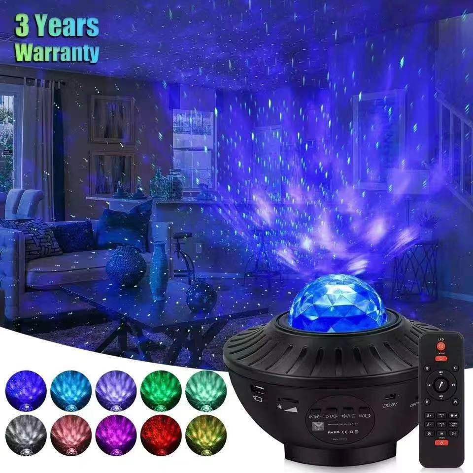 Led Star Projector Night Light Galaxy Starry Night Lamp Ocean Wave