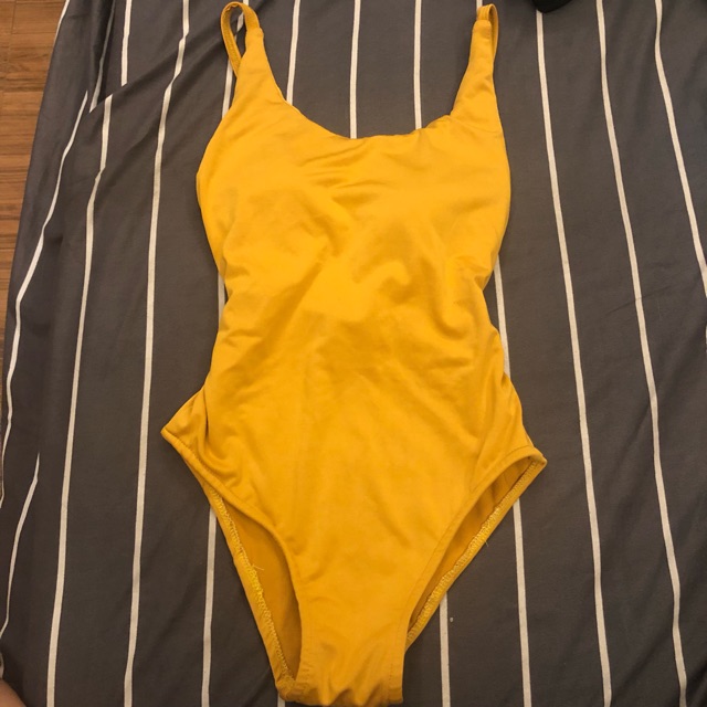 mustard one piece swimsuit