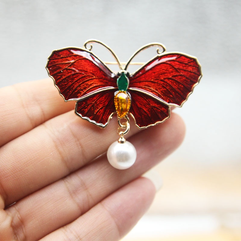 AMDXD Glittering Brooches Butterfly Brooch Needle Unisex Brooch Pin Evening Dress Shirt with Blue Crystal
