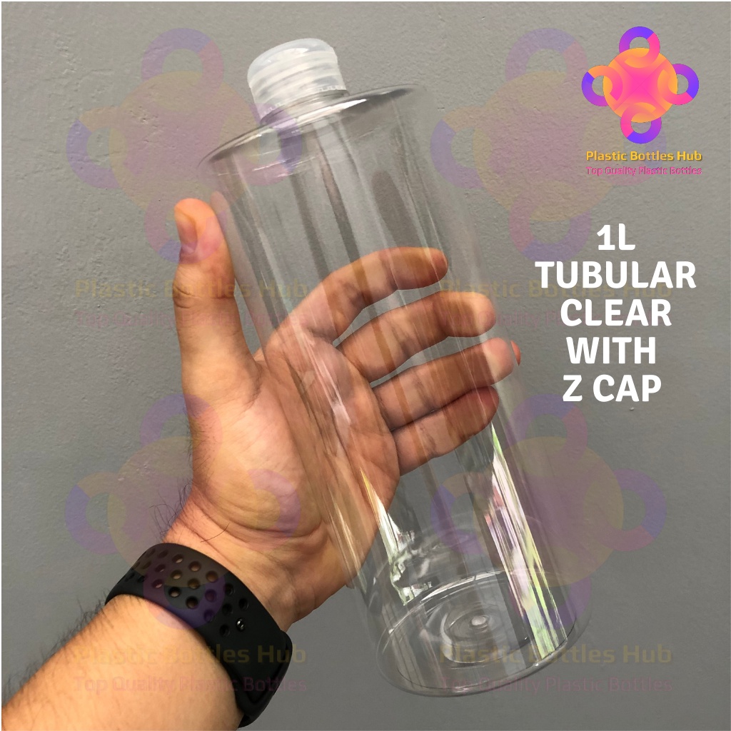 1 Liter / 1000ml PET Tubular Clear Plastic Bottle plus Z cap Shopee