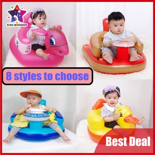 Kids Baby Seat Inflatable Chair Sofa Bath Seats Dining Pushchair Pink Green PVC Infant Portable