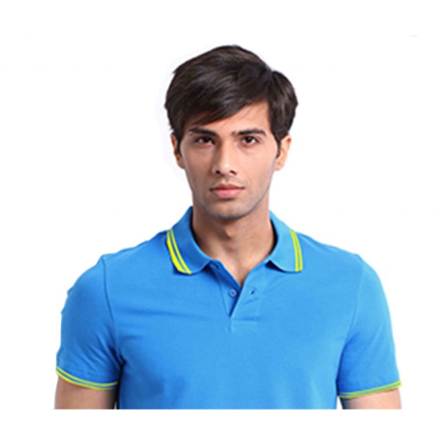 blue corner polo shirt with stripes