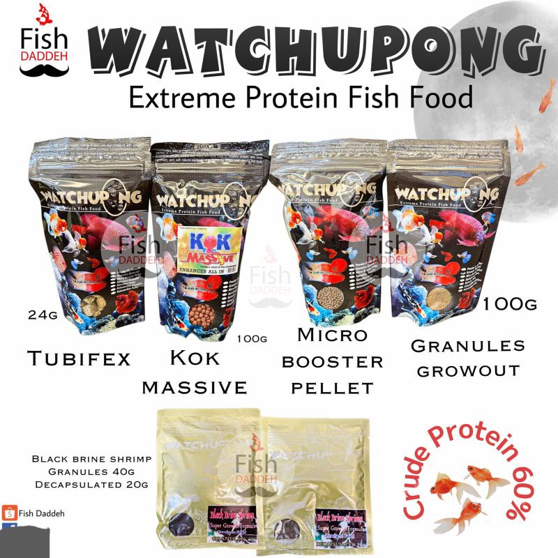 Watchupong Fish Food Granules Fry Booster Pellet Spirulina Astaxanthin