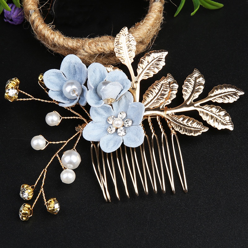 Women Multicolor Flower Hair Combs Headdress Prom Bridal Wedding Hair  Accessories Gold Leaves Hair Pins Hair Jewelry Shopee Philippines | 4pcs  Exquisite Pearl Flower Rhinestone Elegant Hair Clip Comb Hairpin Comb For