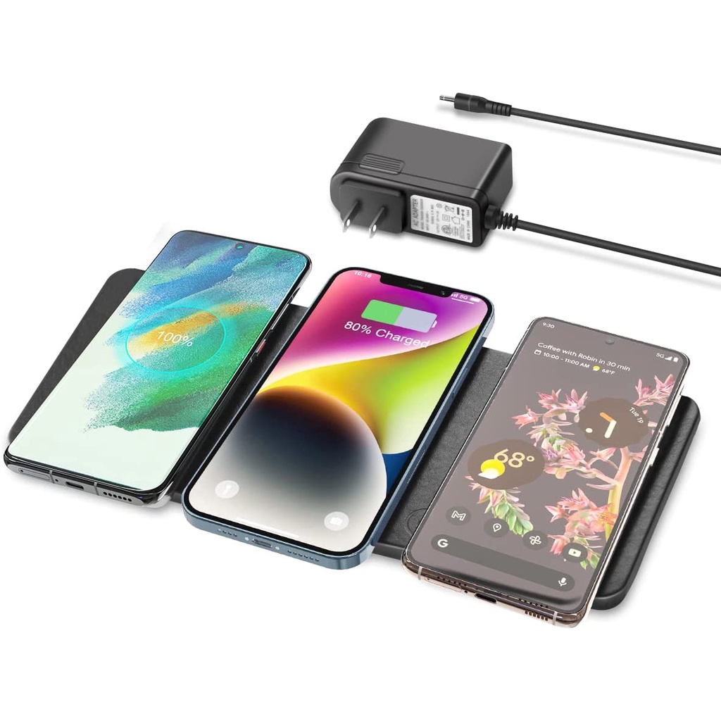 ZealSound Wireless Charger 3 in 1, Wireless Charging Pad 10w Fast Charging Station Shopee