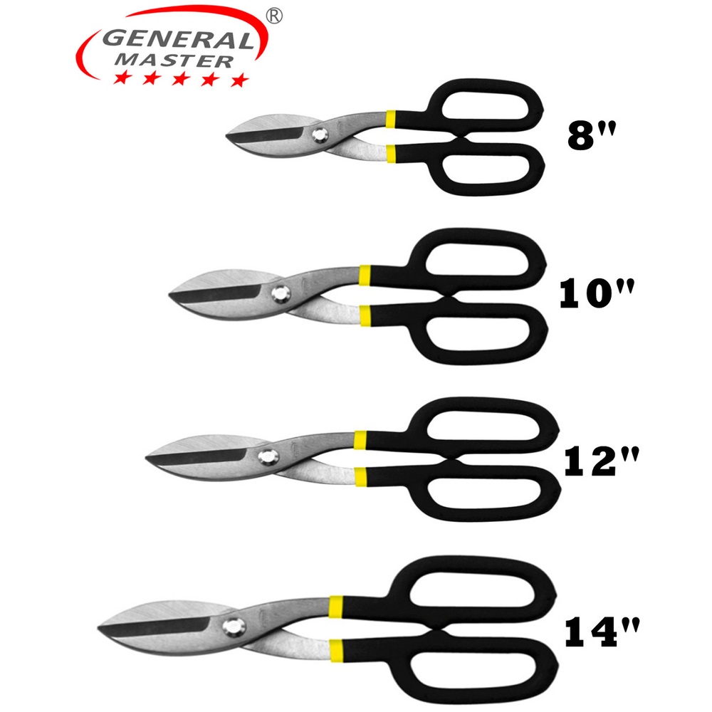 GENERAL MASTER Tin Snips For Cutting Steel Sheet 8"/10'/12"/14