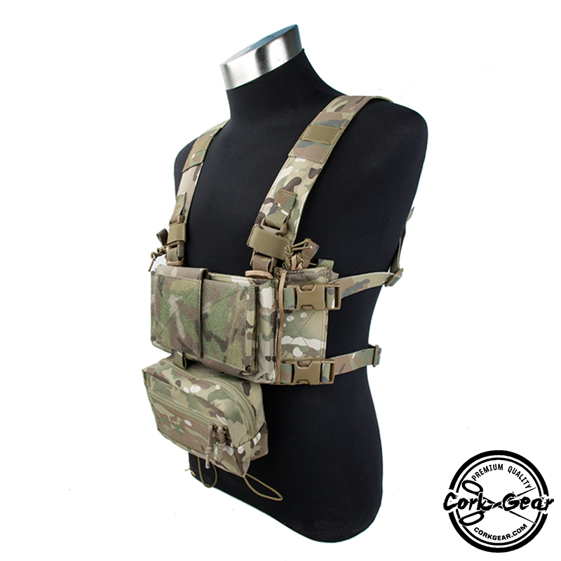 Cork Gear Tactical MK4 Chest Rig Modular Vest w/ Pouch Lightweight Army ...