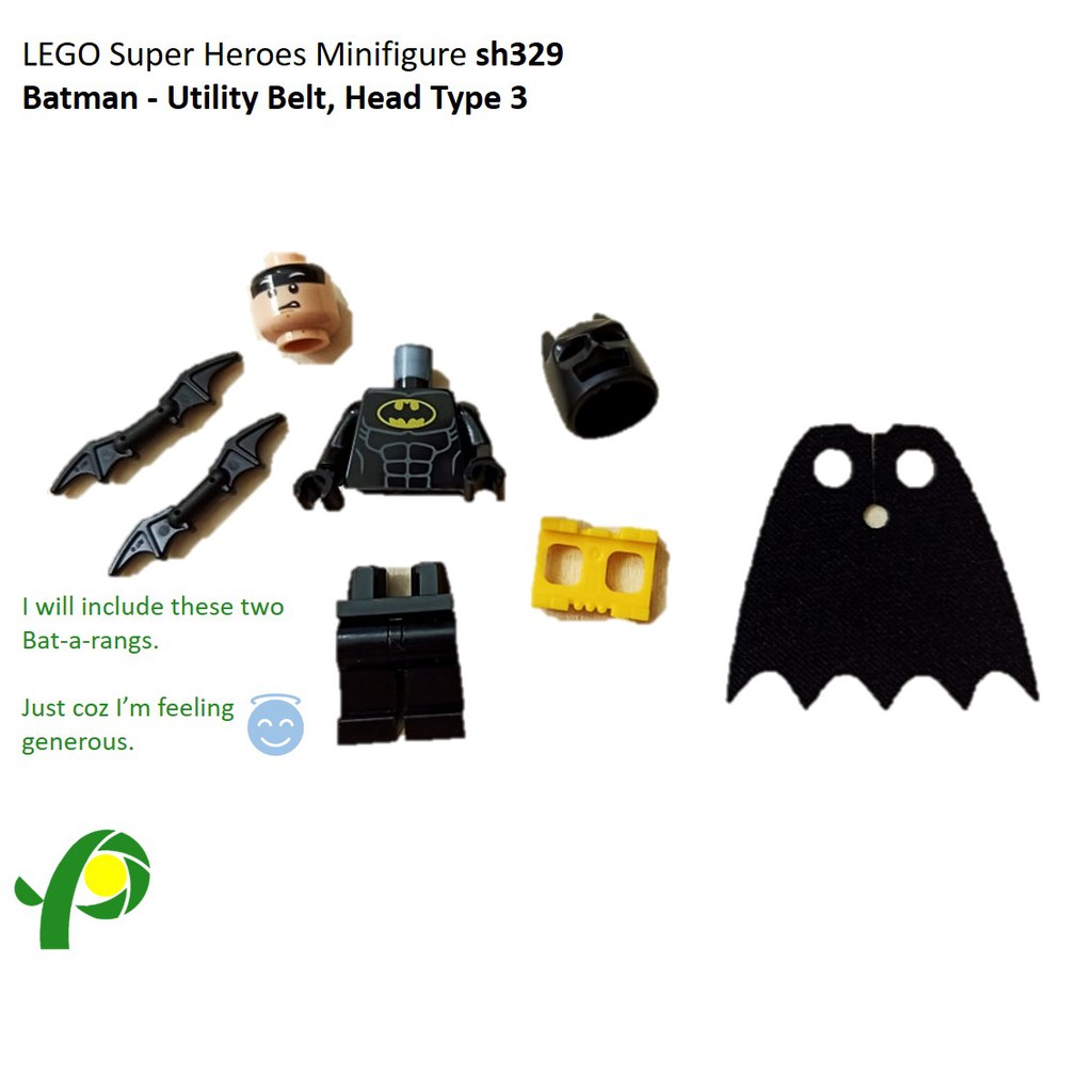 Lego Minifigures Batman Utility Belt Head Type 3 70910 70912 70914 sh329 
