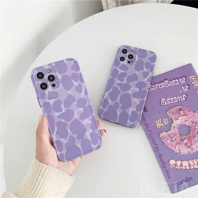 Fashion Cute Purple Cow Spot Print Soft Phone Case For Iphone 12 Mini 11 Pro Max 7 8 Plus X Xr Xs Max Se Cover Luxury Cases Shopee Philippines