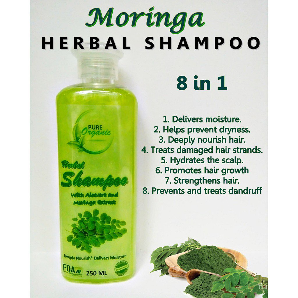 Moringa Herbal Shampoo by Pure Organic Hair Grower Hair Thickener with