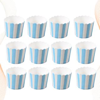 50PCS Blue and White Stripes Paper Cup Cupcake Wrappers Baking Packaging Cup Heat Resistant Cupcake Cups #7