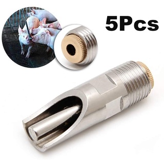 5 Pieces Thread Stainless Steel Automatic Pig  Drinkers Waterers with Copper Hat Duck Nozzle for Sows Piglets Drinking Water