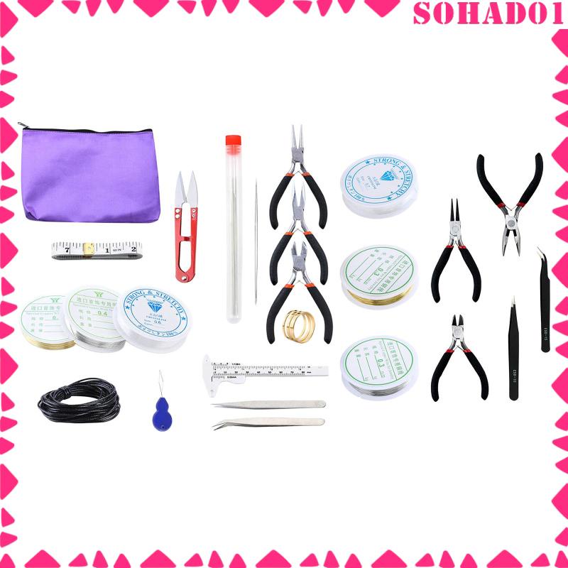 [sohad] Jewelry Making Tools Kit Beginner Plier Copper String Beading Repair Cutting Making