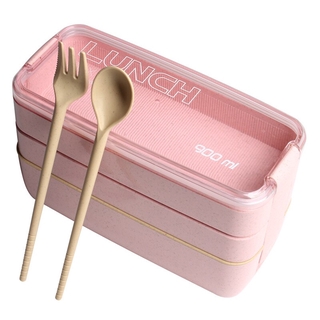 3 Layers 900ml Lunch Box Bento Food Container Eco-Friendly Wheat Straw Material Microwavable Dinnerware Lunchbox Kitchen Tools #6