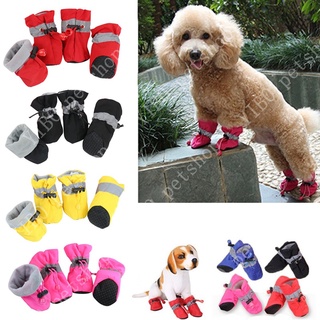 4pcs/set Waterproof Winter Pet Dog Shoes Anti-slip Rain Snow Boots Footwear Thick Warm For Small Cats Dogs Socks Booties