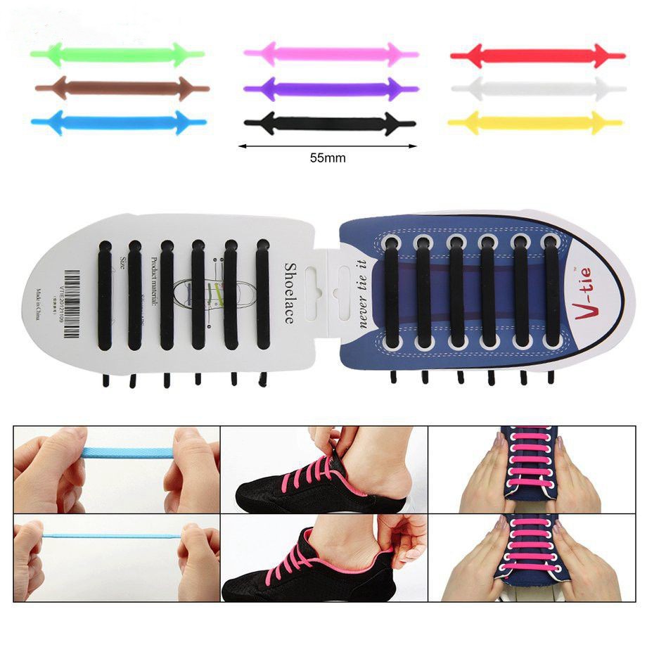 [Ready Stock]COD12 Pcs No Tie Elastic Shoelaces for Adults Kids