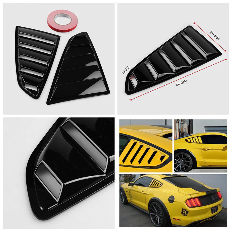 For 2015-2017 Ford Mustang Matte Black Vent Side Window Louver Cover ABS Plastic