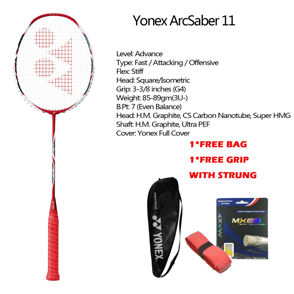 Yonex ArcSaber 11 (Arc11) 3UG4 Metallic Red Badminton Racket Japan ...
