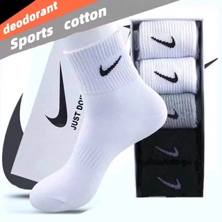 Nike socks pure cotton deodorant men's and women's socks sports mid-tube socks (1 pair)
