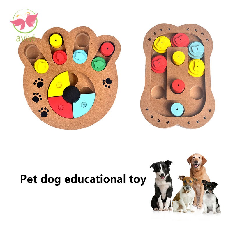 Wood Dog Food Feeder Toys Claw Bone Educational Dog Puzzle Toys Iq
