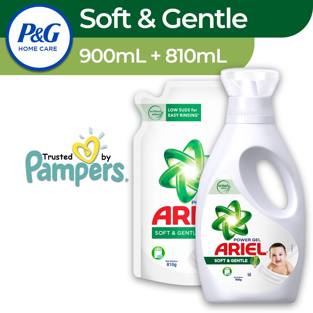 Ariel Liquid Detergent Soft and Gentle 900mL + 810mL Refill Shopee