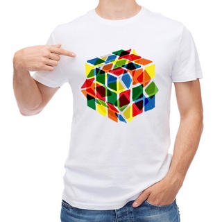 Rainbow Abstraction Melted Rubix Cube Men T Shirt Printed Short Sleeve T-shirt Funny Design Tops Hipster Male Tees #7