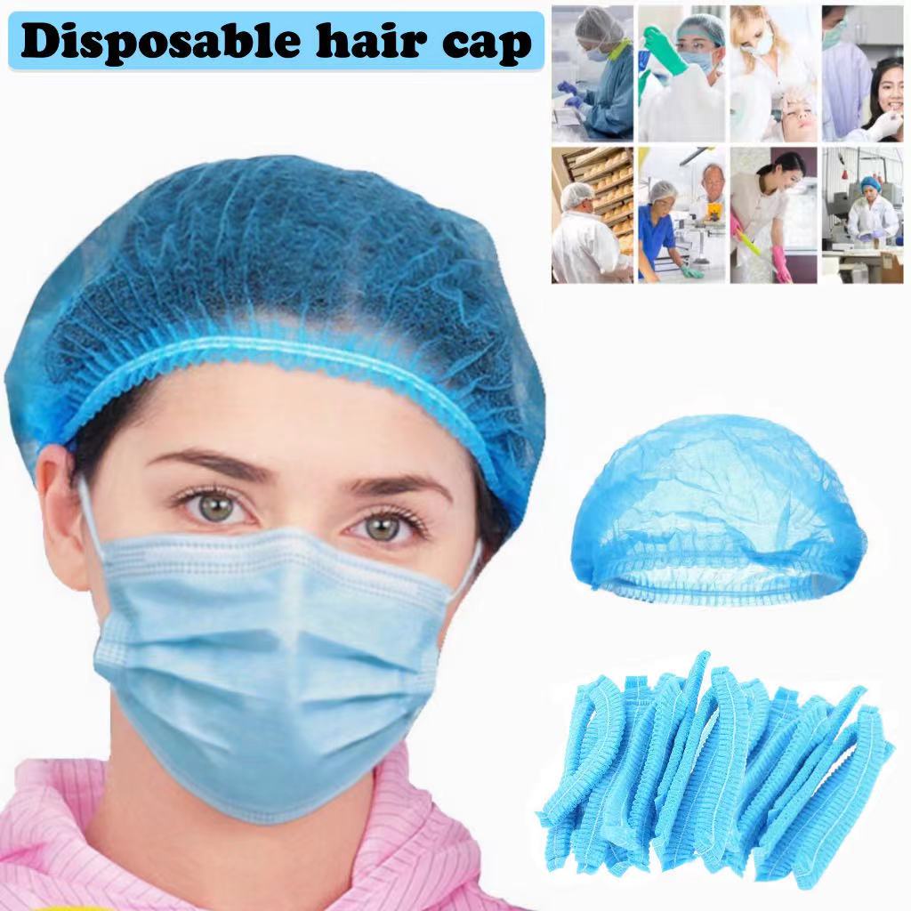 TENDYCOCO 200pcs Disposable Hair Nets Non Woven Surgical Hats Bouffant Scrub Caps Hair Head Covers Nets for Hospital Kitchen Salon Industries Blue 