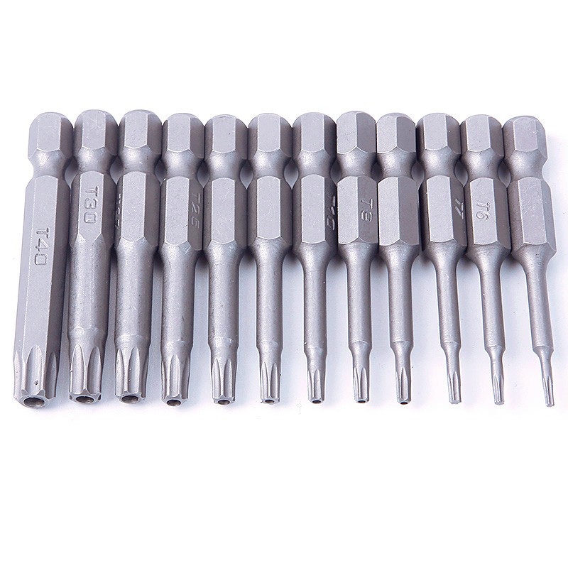 12Pcs 50mm 1/4 inch Hex Torx Head Screw Driver Bits Set T5T40