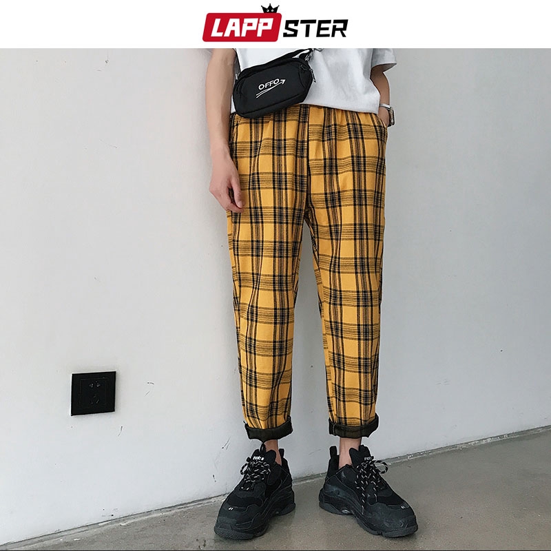 yellow plaid pants mens