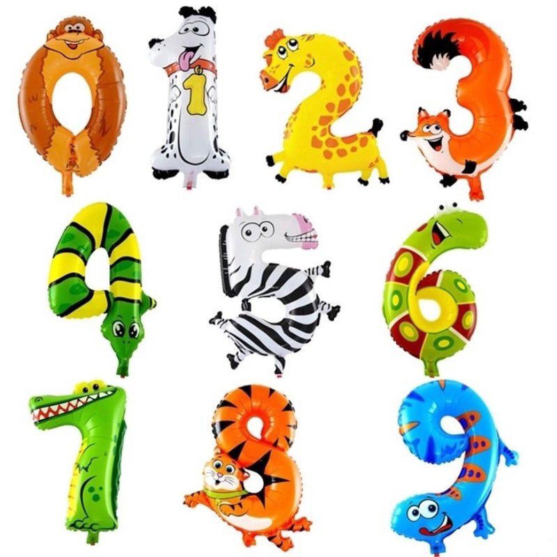 1ft animal balloons numbers jungle safari theme | Shopee Philippines