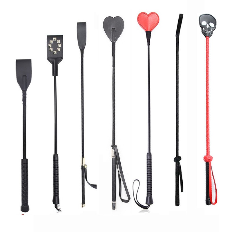 Sexual Abuse PU Leather Horse Whip Spanking Sword Handle Whip Fetish