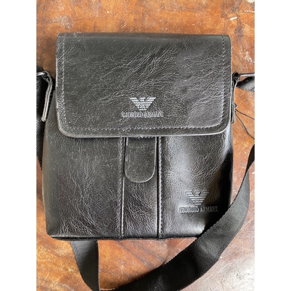 Men Giorgio Armani Leather Body Bag | Shopee Philippines