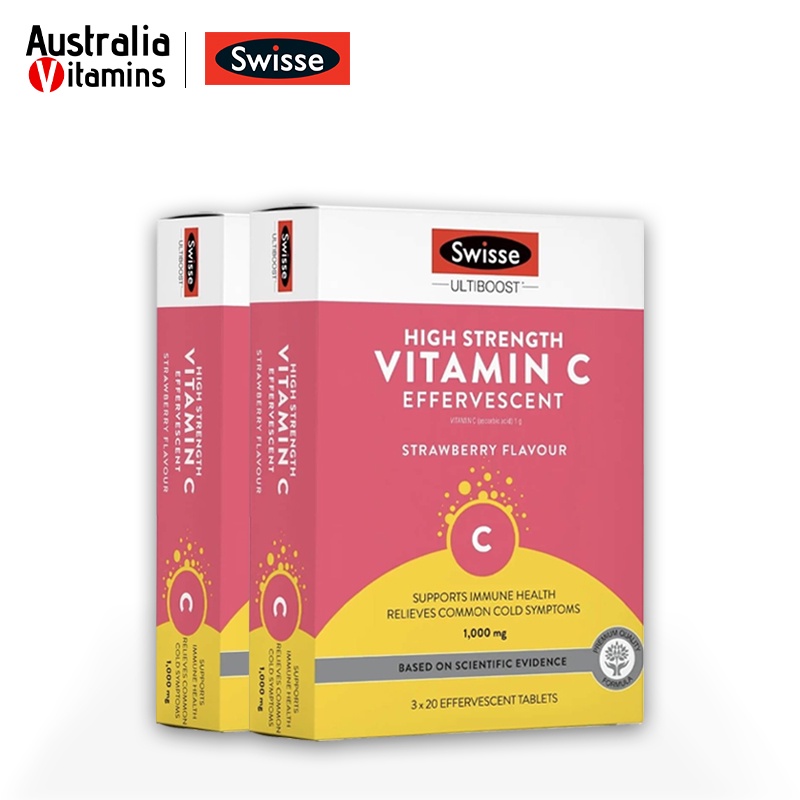 (Bundle 2 Packs) Swisse High Strength Vitamin C Bio C Immune Support 60 Effervescent Tabs