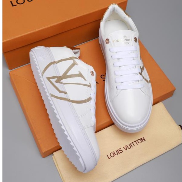 louis vuitton white and gold sneakers