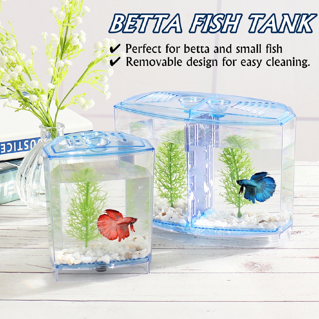 1/2 Grids Mini Betta Aquarium Fish Tank Isolation Box Portable With ...