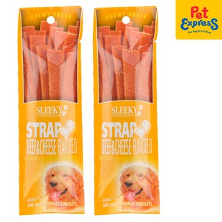 Sleeky Chewy Snack Strap Beef and Cheese Dog Treats 50g (2 packs)