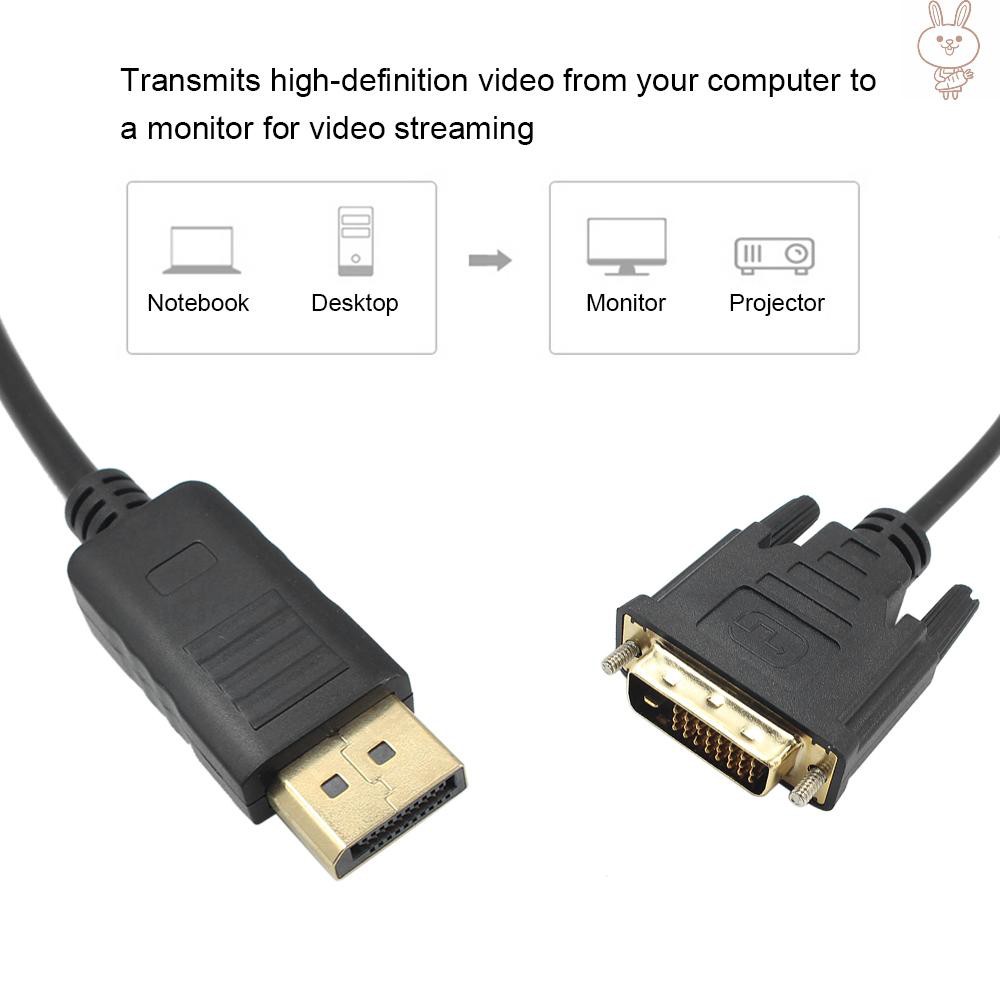 New 1 8m Dp To Dvi Adapter Displayport Display Port To Dvi Cable Adapter Converter Male To Male Video Cable 1080p For Mo Shopee Philippines