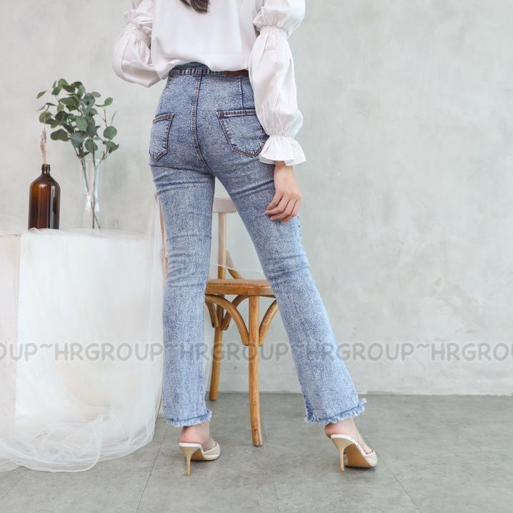 Wnd103 Highwaist jeans Cutbray Rawis  Snow 9JG7 Shopee 