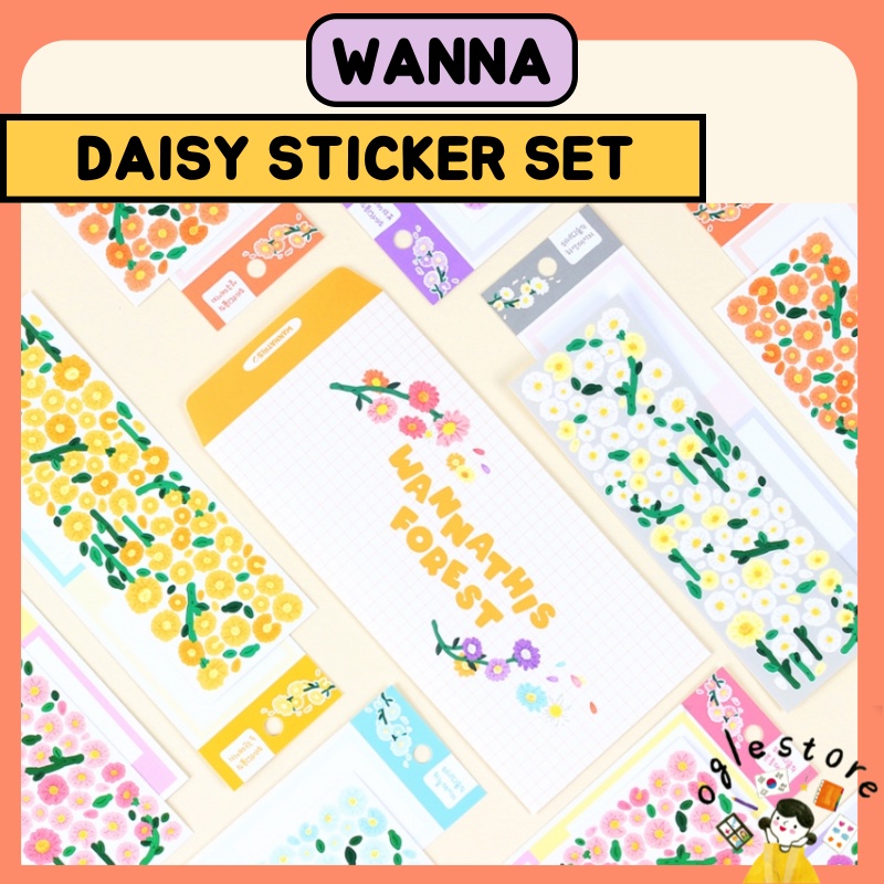 Wanna Daisy Sticker 6Colors Set Wannathis Forest Korea Flower