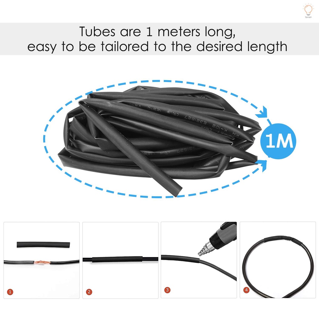 【COSH】4pcs 1-Meter Shrinkable Tube Heat Shrink Tubing 3mm 4mm 5mm 6mm Diameter & 1m Length