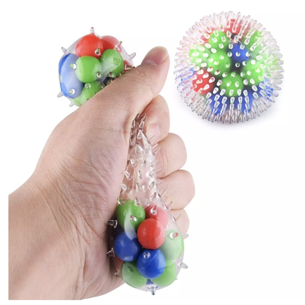 Rainbow DNA Stress Ball Toy Fidget Toys Squeeze Vent Ball With Colored DNA Beads Autism Special