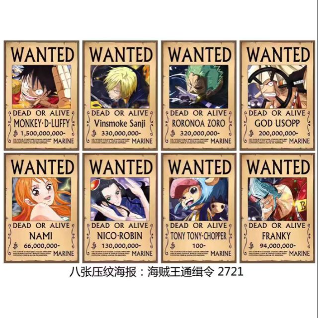 Poster One Piece Wanted Poster 2721 8 In 1 Pack Shopee Philippines