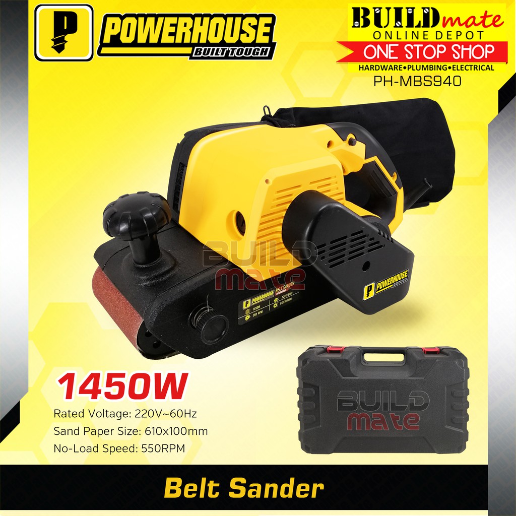 POWERHOUSE Belt Sander with Case 1450W PHMBS940 •BUILDMATE• Shopee