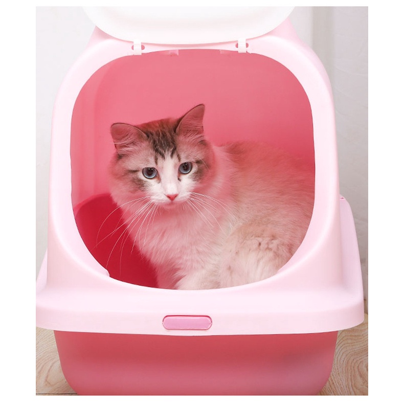 Fully Enclosed Cat Litter Box Large Cat Toilet Entrance Clamshell